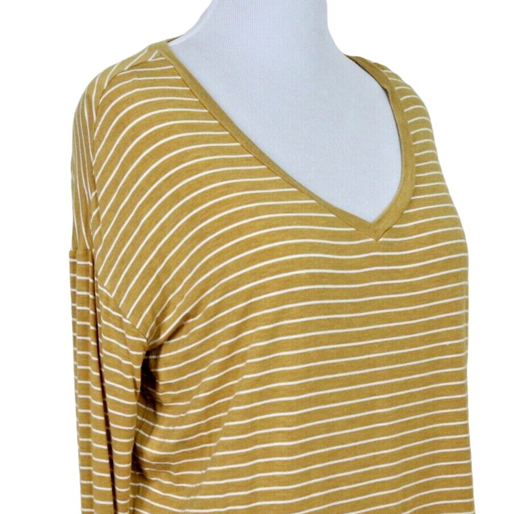 American Eagle Size S Soft & Sexy Long Sleeve Tee Striped Yellow White - Picture 6 of 10